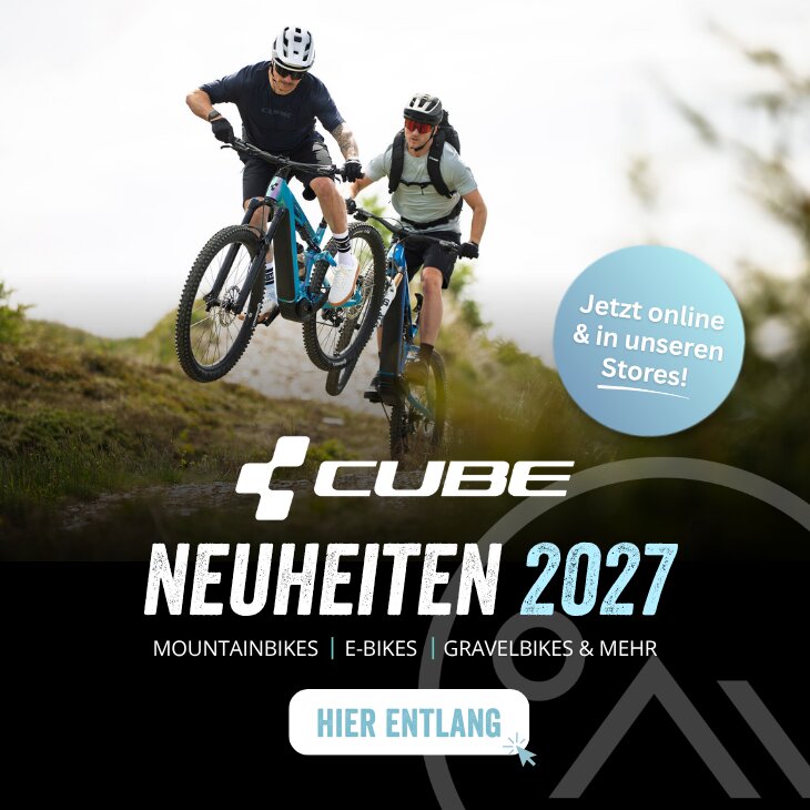 Zwei Mountainbiker auf CUBE Bikes – CUBE Neuheiten 2027 mit Mountainbikes, E-Bikes und Gravelbikes