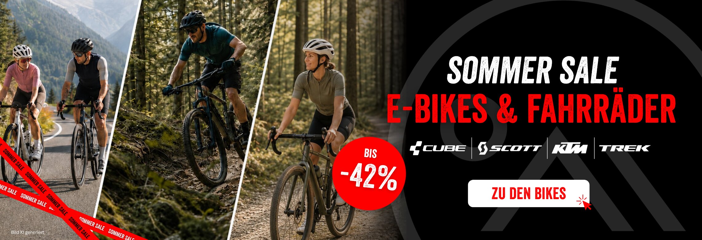 Sommer Sale für E-Bikes und Fahrräder von Cube, Scott, KTM und Trek mit bis zu 42 Prozent Rabatt