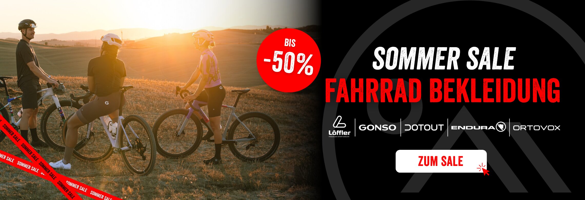 Sommer Sale für Fahrradbekleidung von Löffler, Gonso, Dotout, Endura und Ortovox mit bis zu 50 Prozent Rabatt